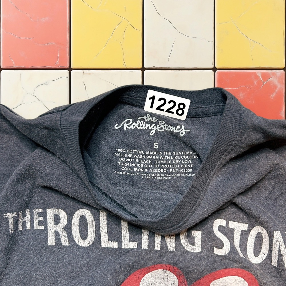 Rolling Stones 1975 US Tour Tee Y2K Black S Sun Faded Band Rock Music Lips Shirt - Picture 5 of 15